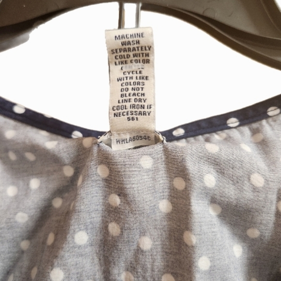 Bass Blue and White Polka Dot Print Sleeveless Cotton Blend Wrap Blouse - Picture 4 of 5